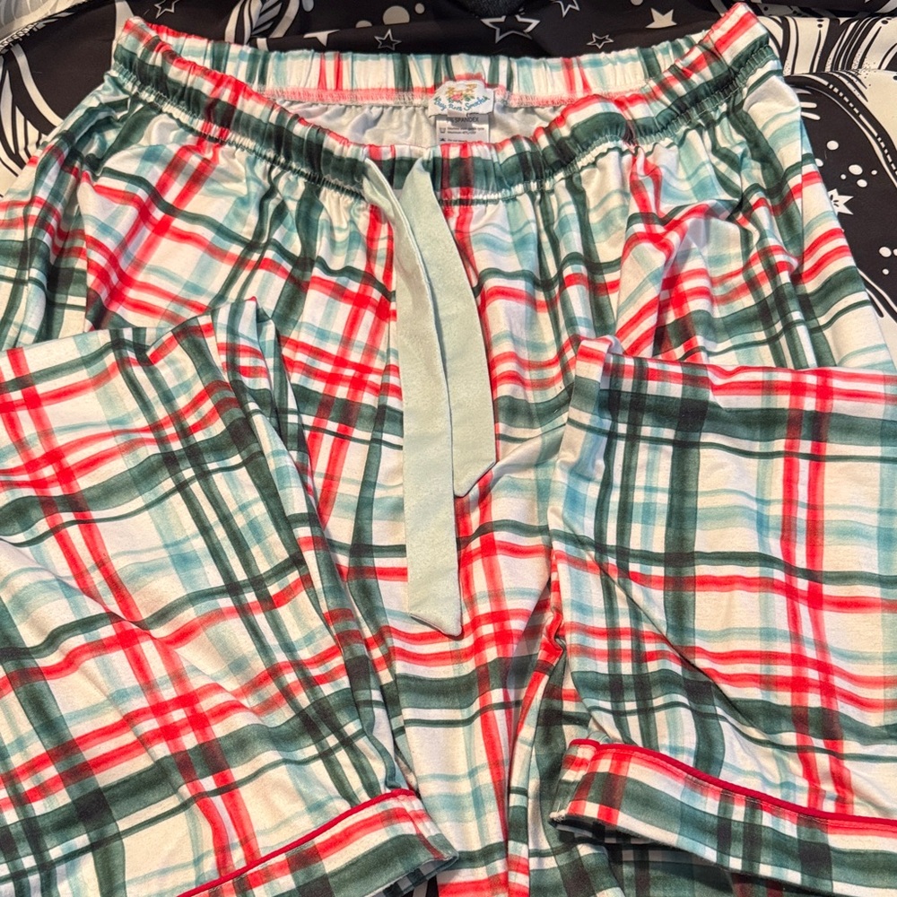 Cozy Plaid Lounge Pants - Red & Green- Busy Bee Smocks
